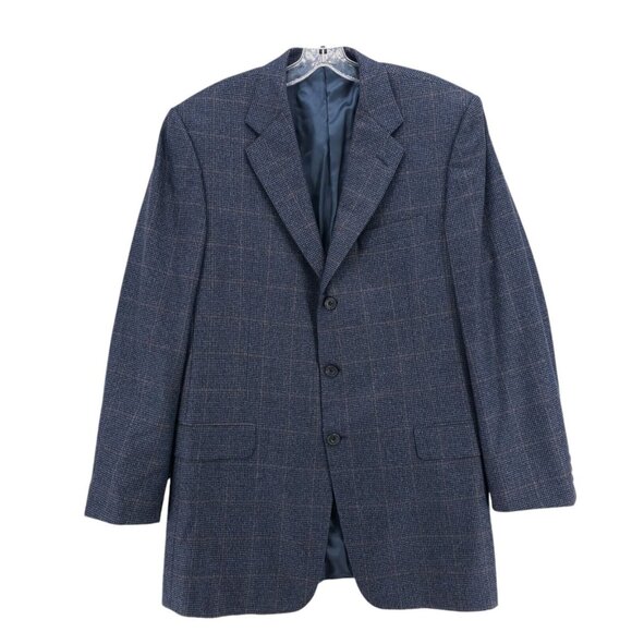 Hickey Freeman Blue Madison 3-Button Blazer Jacket Wool Cashmere Blend 42 L